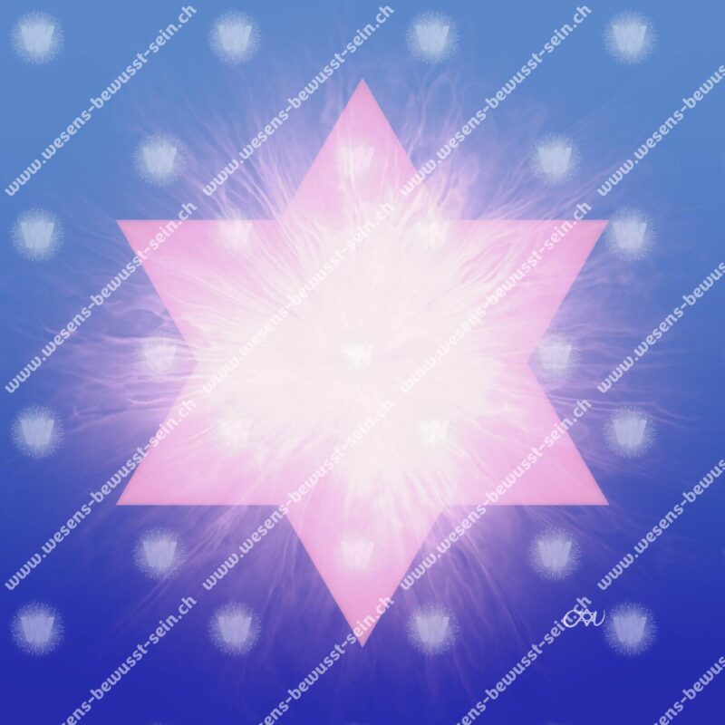 Das Symbol des Wesens ist der Sechsstern: Eins-Sein von weiblich und männlich.